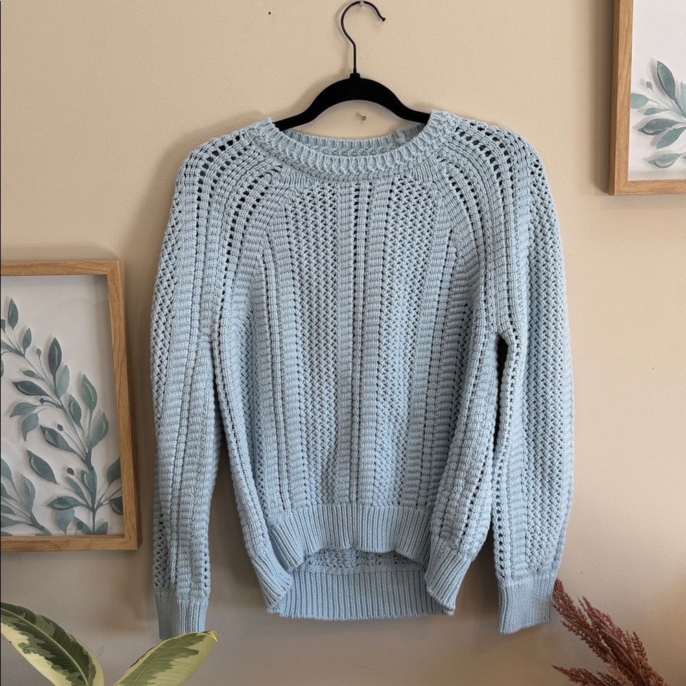 Tahari Light Blue Crew Neck Sweater